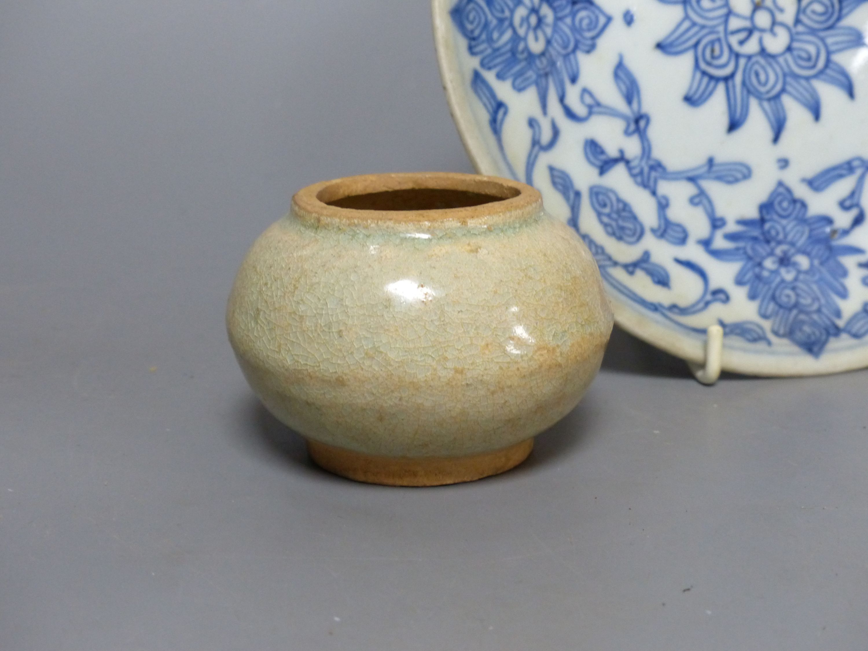 Three items of Chinese ceramic , largest 19cm diameter